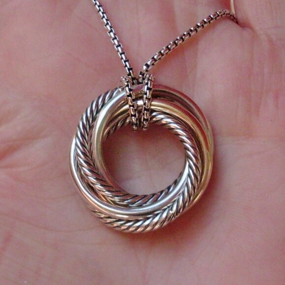 David Yurman Small Crossover Pendant w/Adjustable Chain - 14K/925 - Current Item - Picture 3 of 14